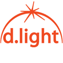 Logo of d.light, an orange sun with starburst above and "d.light" in orange below.